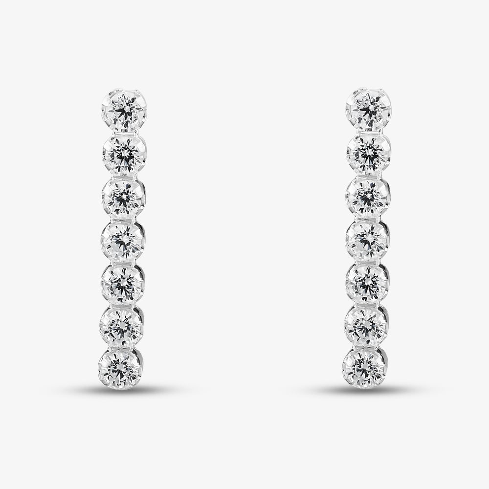 Sterling Silver Cubic Zirconia Dropper Earrings E6471C