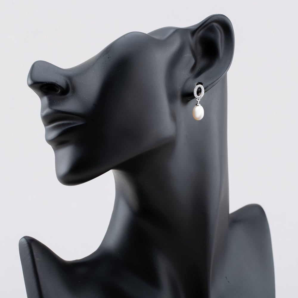 Sterling Silver Freshwater Pearl & Cubic Zirconia Dropper Earrings EOW70147FW
