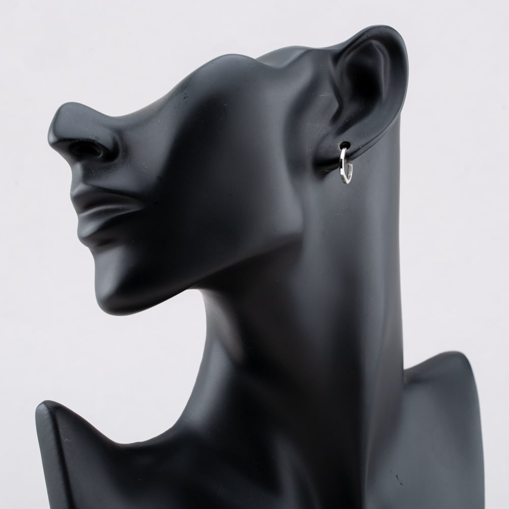 Silver Classic Sterling Silver Mini Flat Profile Huggie Hoop Earrings E5864