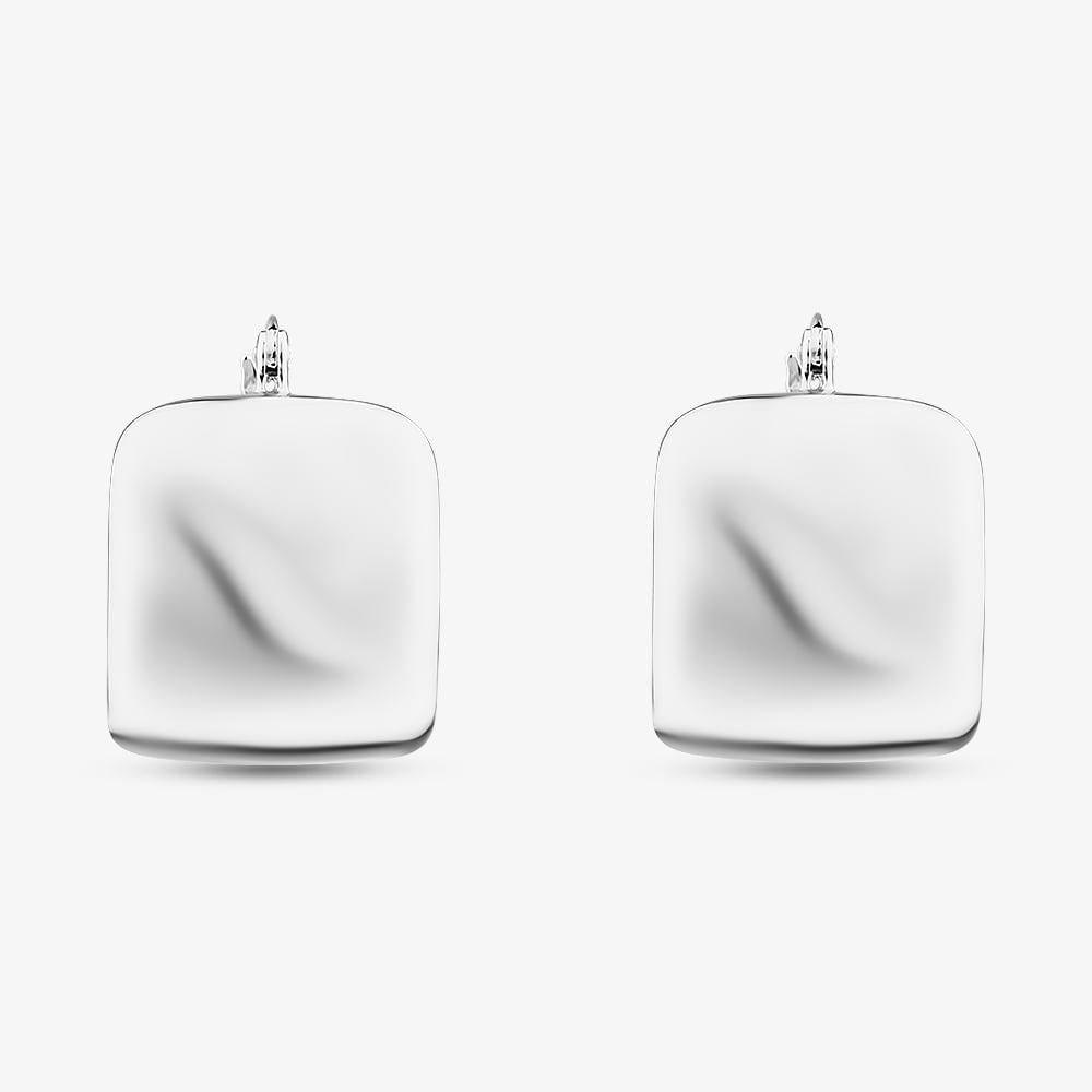 Sterling Silver Rhodium Plated Square Electroform Creole Earrings 8.52.0000
