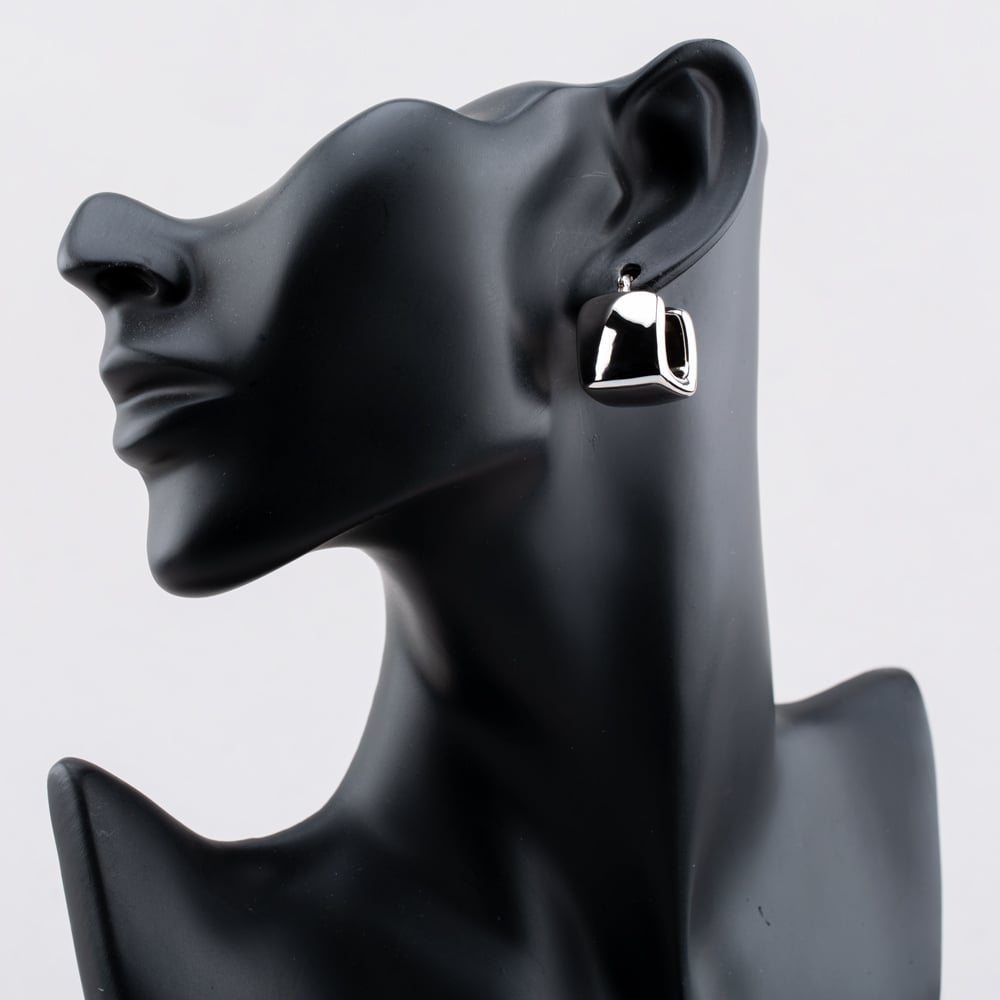 Sterling Silver Rhodium Plated Square Electroform Creole Earrings 8.52.0000