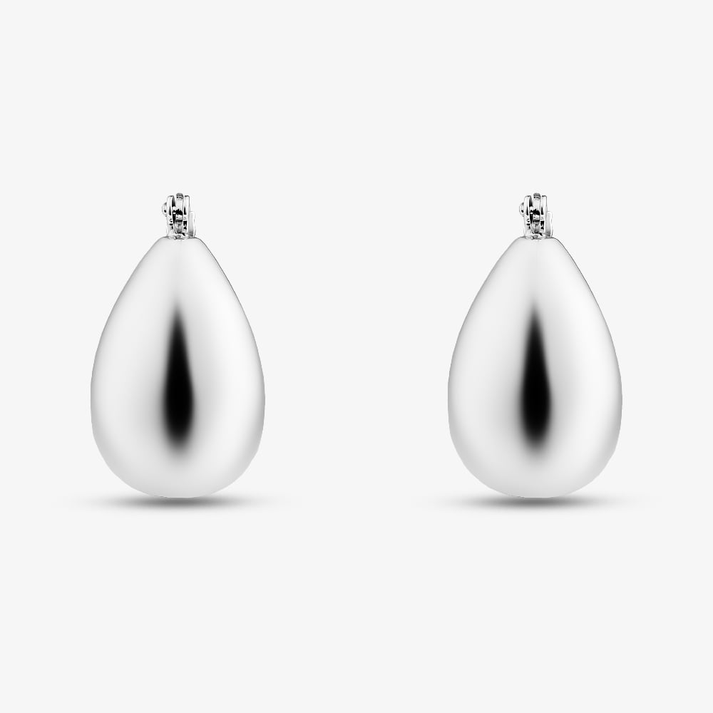 Sterling Silver Rhodium Plated Oval Creole Earrings 8.52.0001