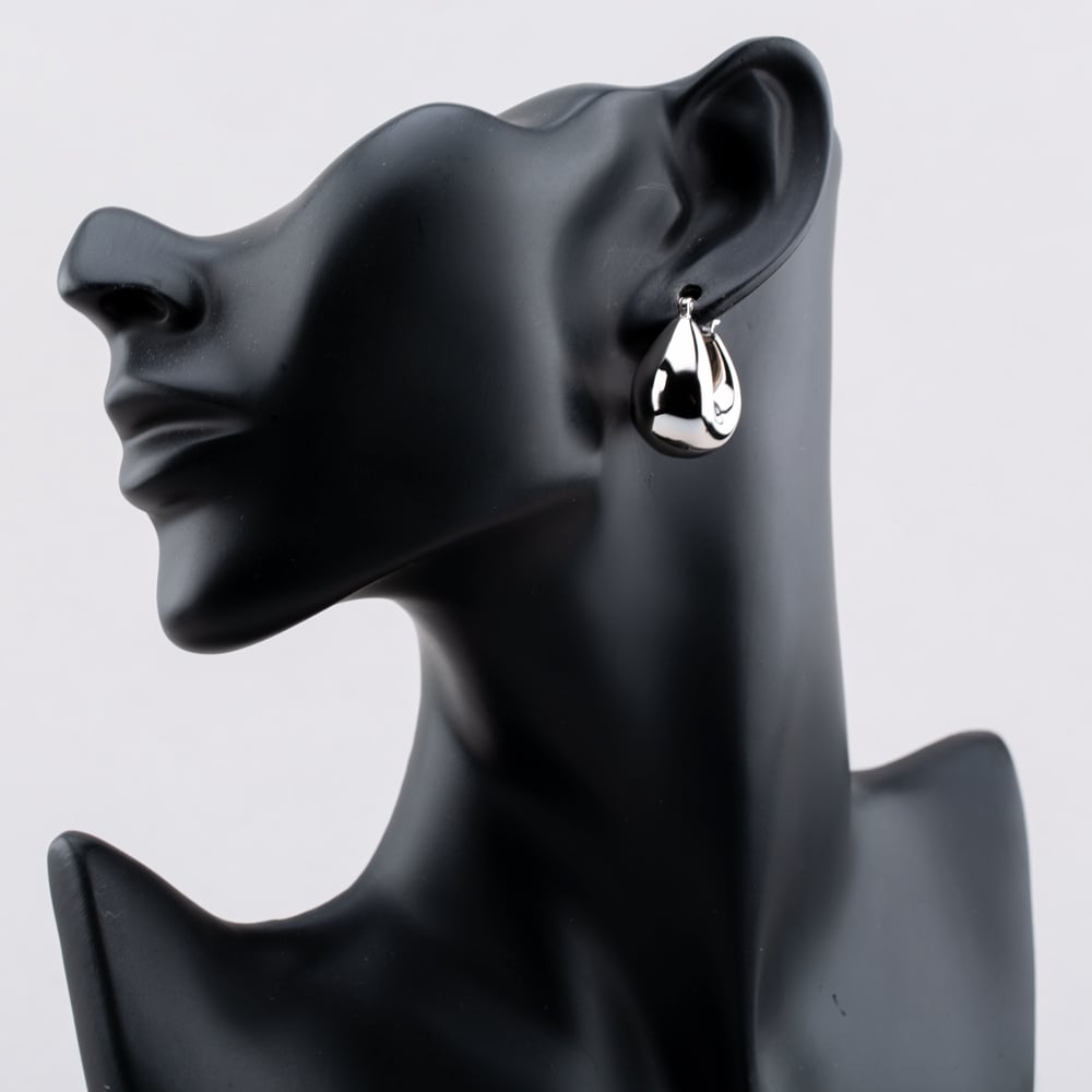 Sterling Silver Rhodium Plated Oval Creole Earrings 8.52.0001