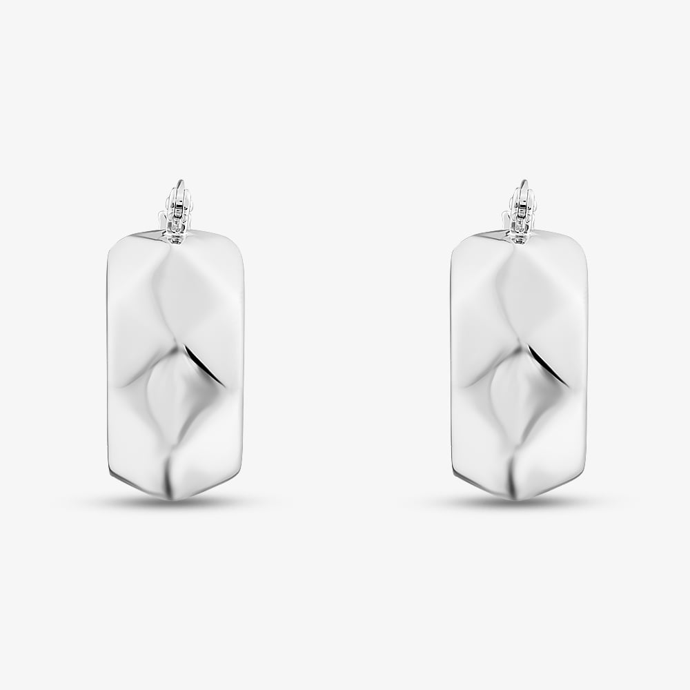 Sterling Silver Rhodium Plated Electroform Faceted Creole Earrings 8.52.0002