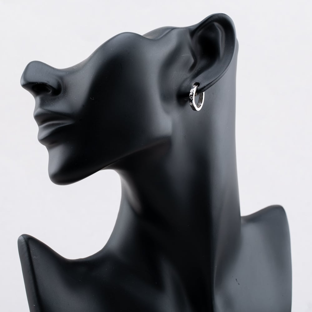 Sterling Silver Rhodium Plated 8 Stone Cubic Zirconia Hoop Creole Earrings 8.58.0001