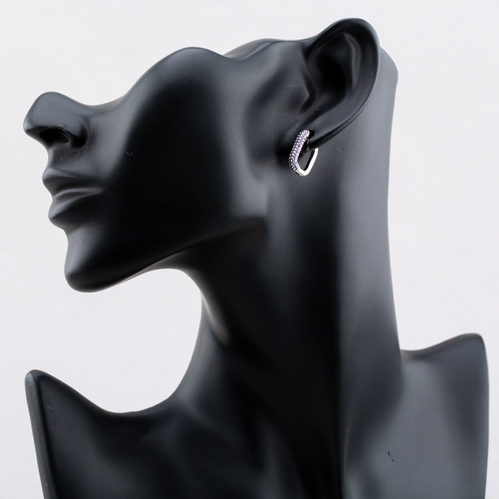 Sterling Silver Rhodium Plated Purple Cubic Zirconia Creole Earrings 8.58.0028