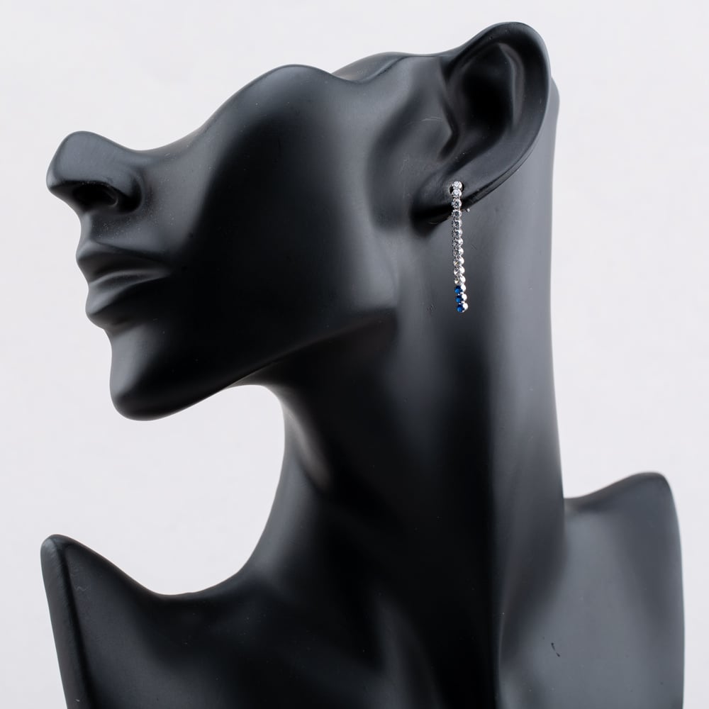 Sterling Silver Rhodium Plated Two Colour Cubic Zirconia Drop Earrings 8.58.8559