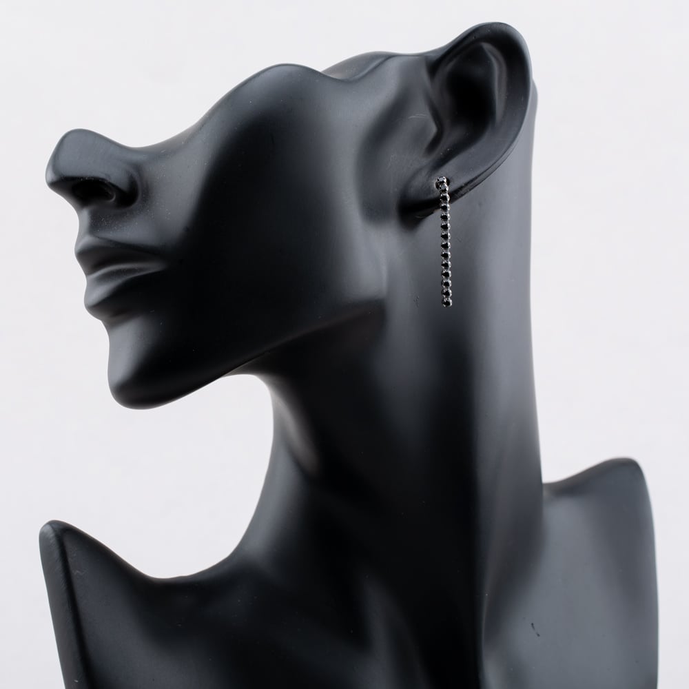 Sterling Silver Rhodium Plated Black Cubic Zirconia Drop Earrings 8.58.8579