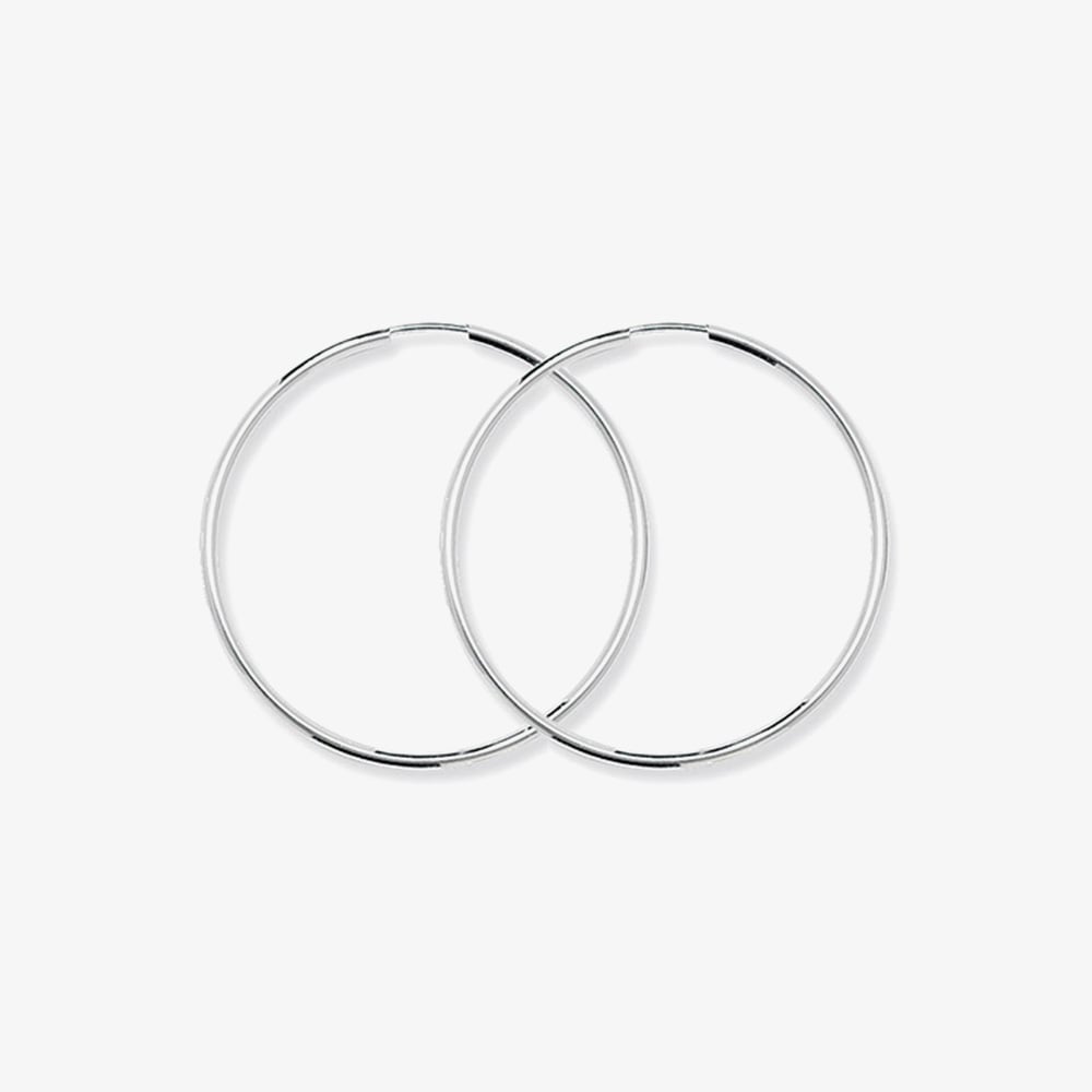 Click to view product details and reviews for Silver Classic Sterling Silver 43mm Sleeper Hoop Earrings G5536.