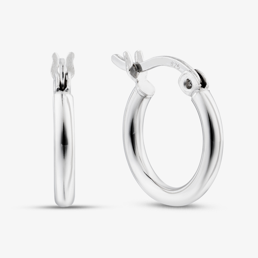 Fashionista Silver Sterling Silver Rounded Tube Hoop Earrings TTE304X100000R1