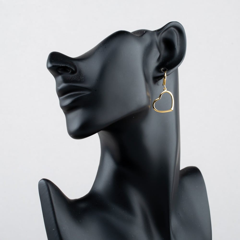 Yellow Gold Plated Sterling Silver Open Heart Drop Earrings AE23747/G
