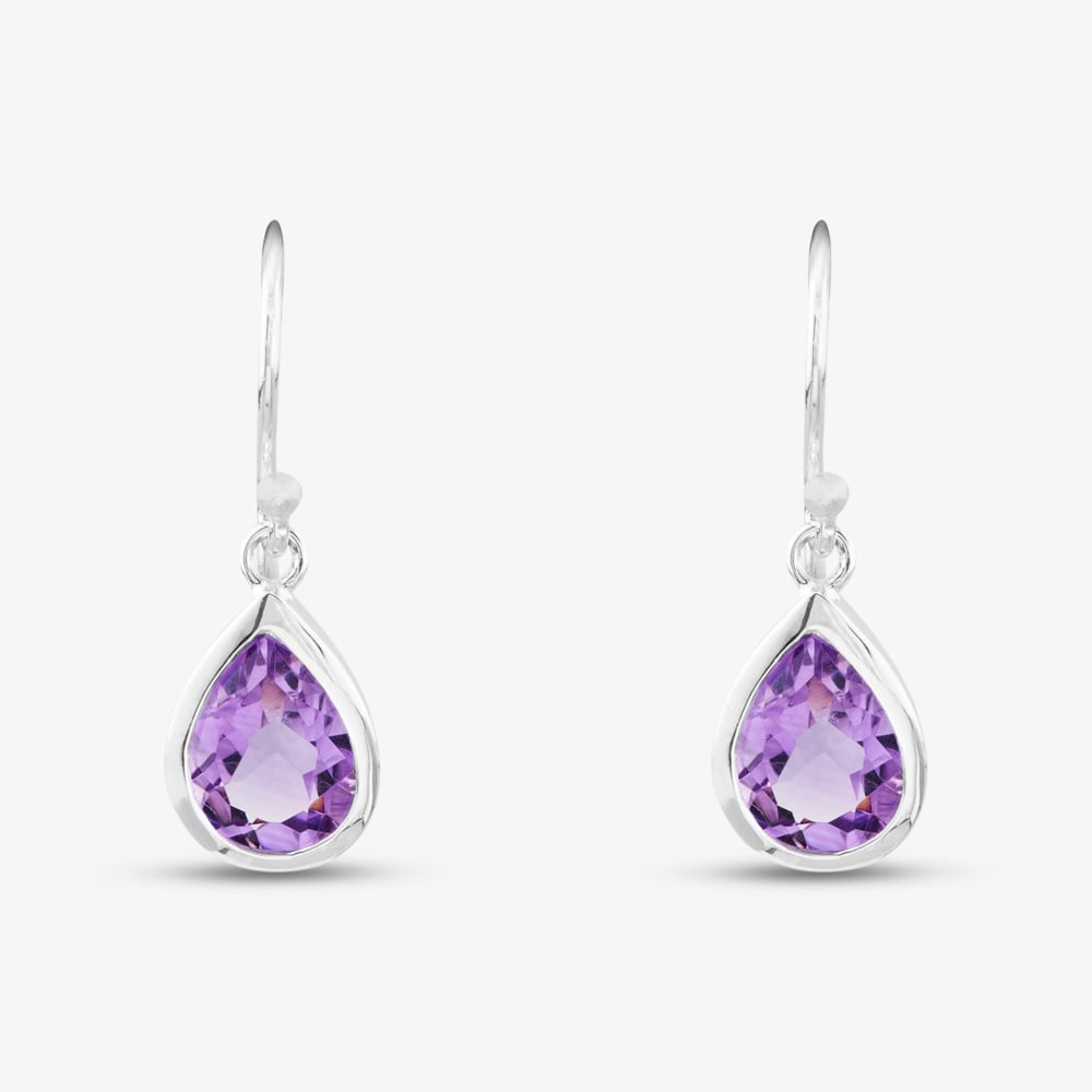 Silver Amethyst Tear Drops GK-E3042M