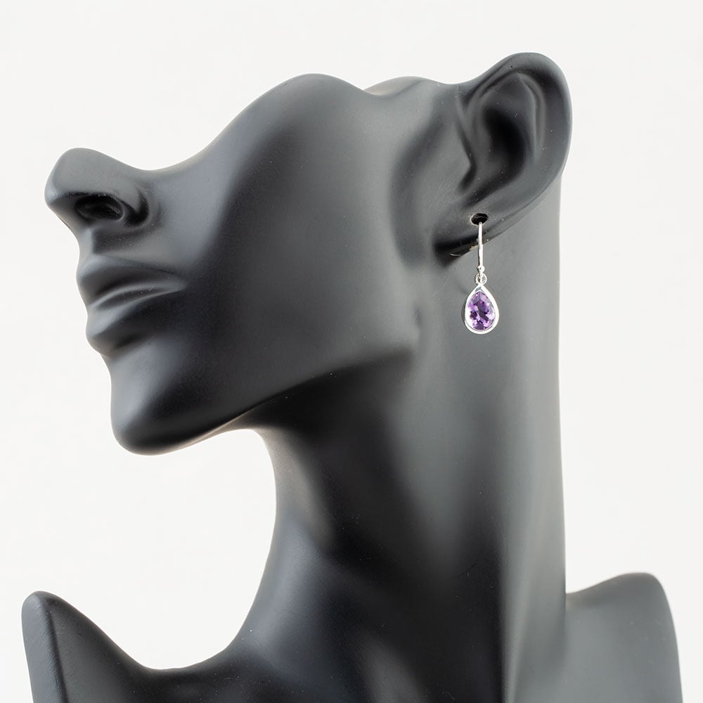 Silver Amethyst Tear Drops GK-E3042M