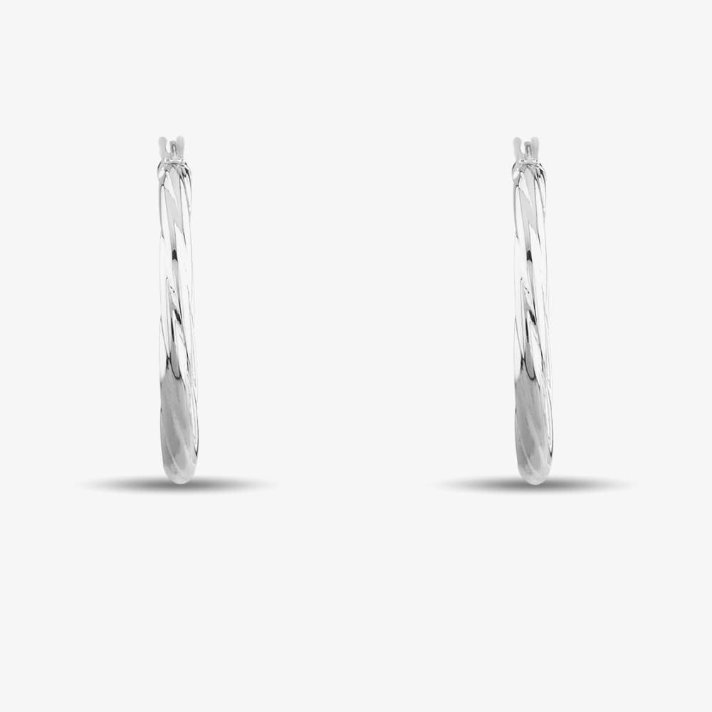 Silver Twisted Hoop Earrings 8-53-9039