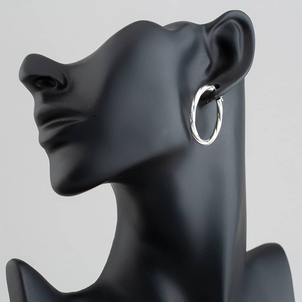 Silver Twisted Hoop Earrings 8-53-9039