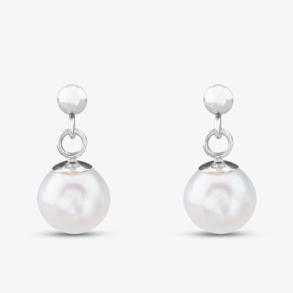 Silver 7 - 7.5mm Freshwater Pearl Drop Earrings EOW6007FW