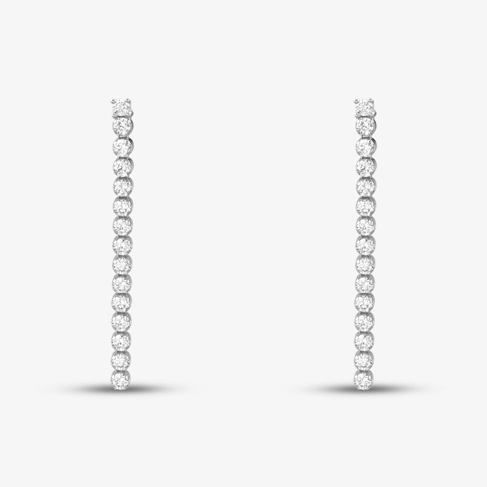 Sterling Silver Rhodium Plated White Cubic Zirconia Drop Earrings 8.58.8599