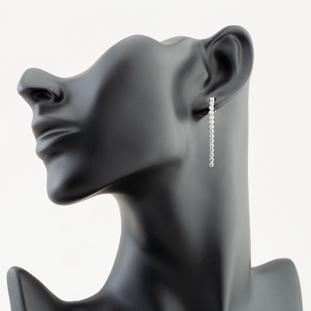 Sterling Silver Rhodium Plated White Cubic Zirconia Drop Earrings 8.58.8599