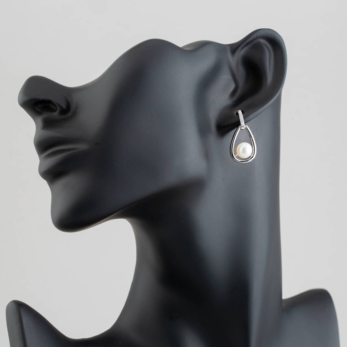 Sterling Silver Freshwater Pearl Open Teardrop Earrings EOW70096FW