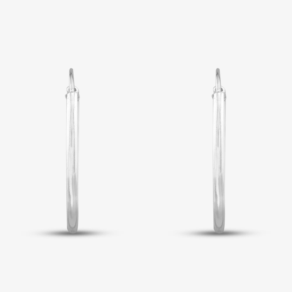 Sterling Silver Plain Hoop Earrings H036