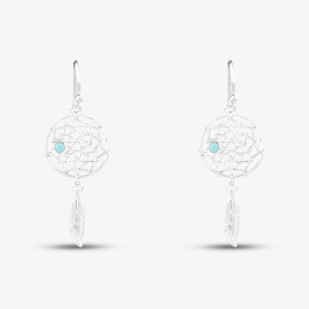 Sterling Silver Dream Catcher Dropper Earrings 8.59.0519
