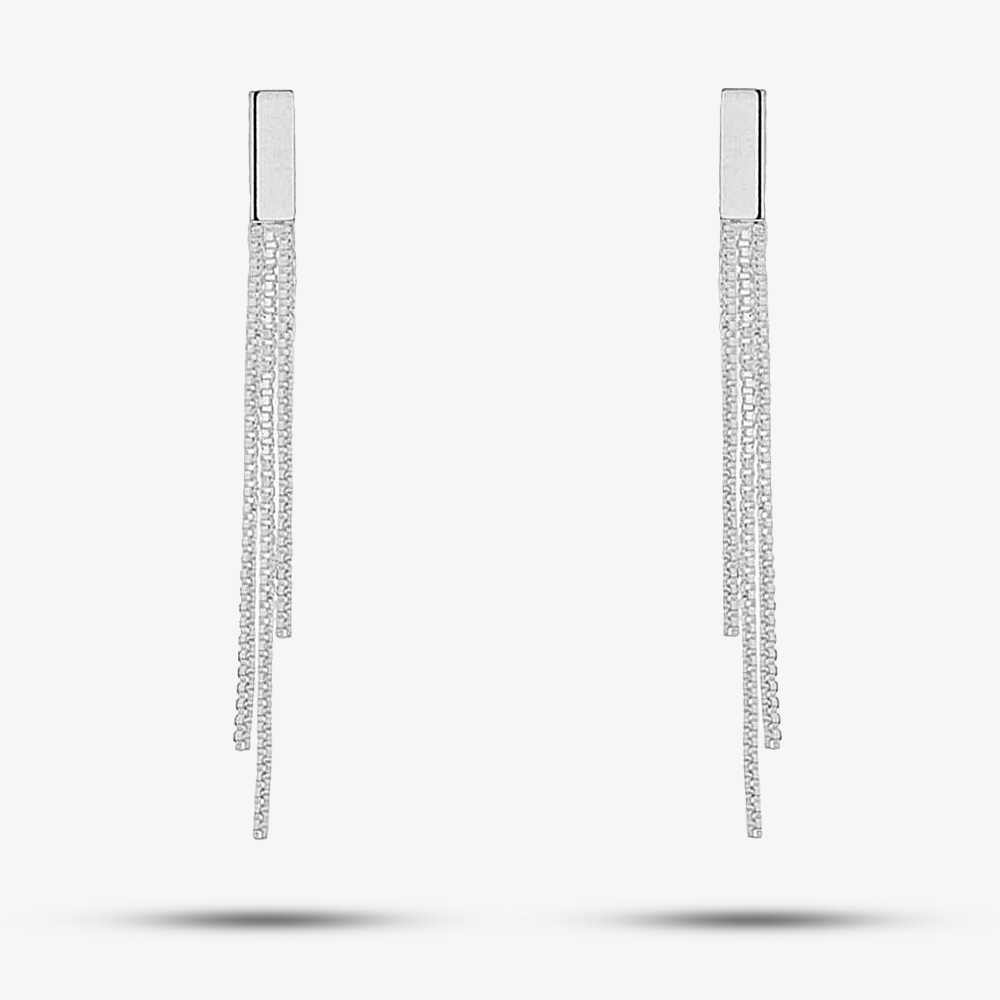 Product photograph of Sterling Silver Box Chain Dropper Earrings 8 54 4349 from The Jewel Hut