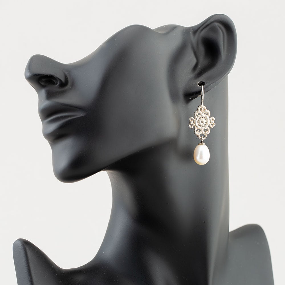 Sterling Silver Pearl Dropper Earrings 2460-AG-SW-1
