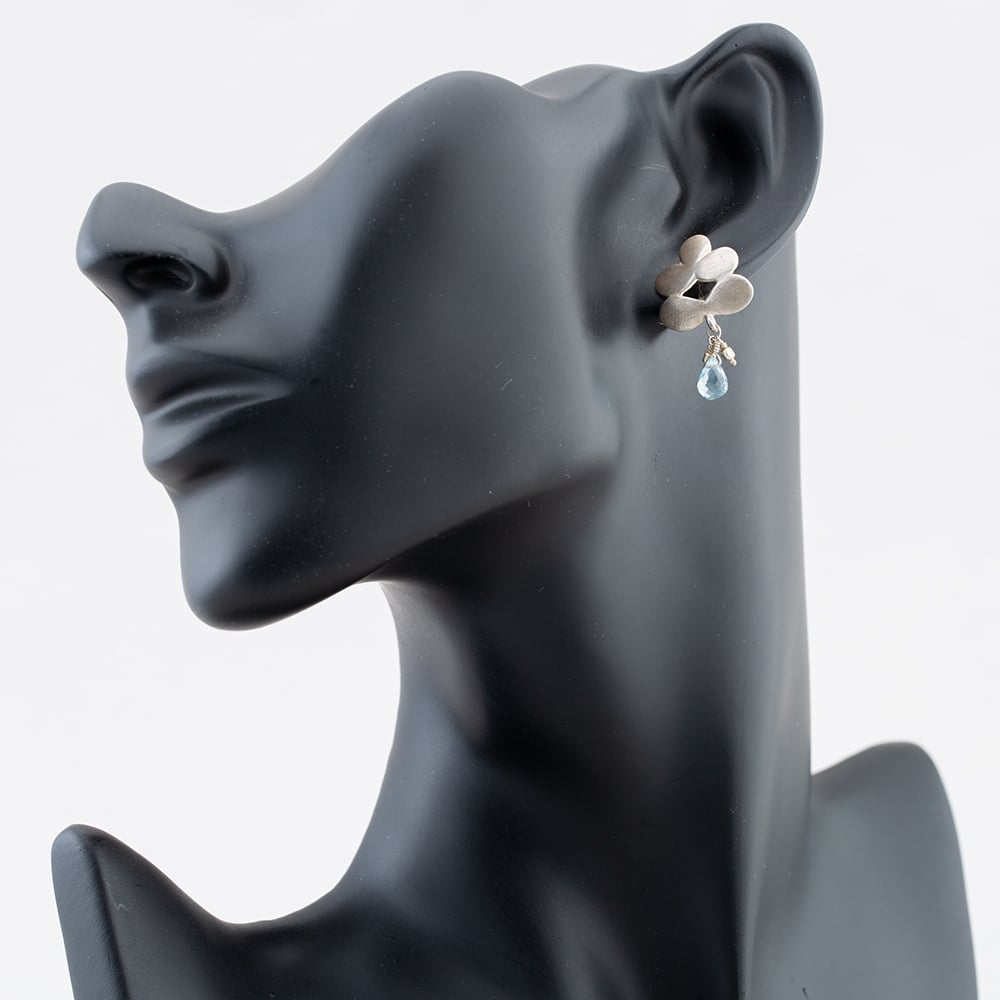 Steling Silver Topaz Flower Dropper Earrings EFISHB