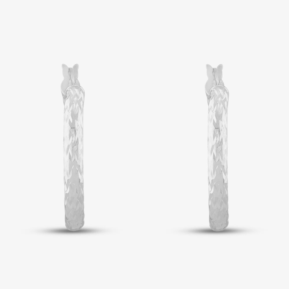 Sterling Silver 25mm Diamond-Cut Hoop Earrings 8.51.0949