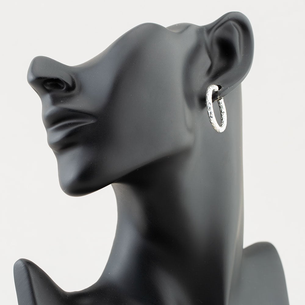 Sterling Silver 25mm Diamond-Cut Hoop Earrings 8.51.0949