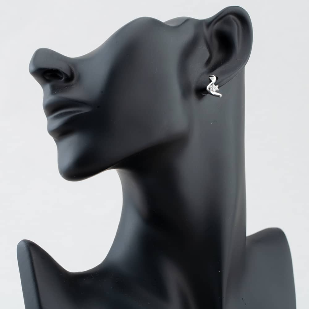 Silver Cubic Zirconia Swirl Flower Stud Earrings E614543