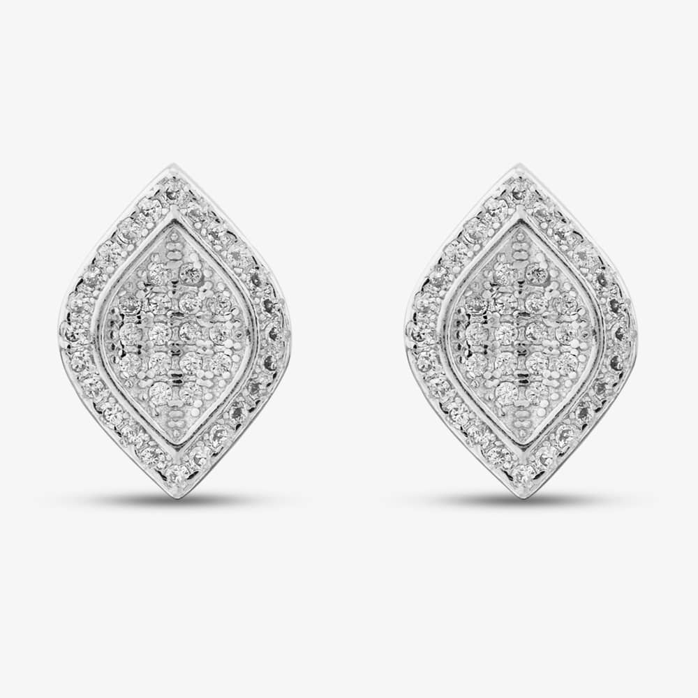 Silver Pave Marquise Shaped Stud Earrings E611511