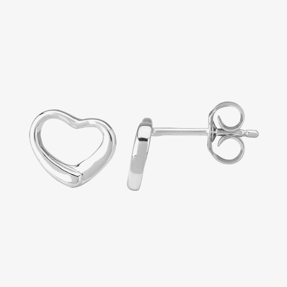 Product photograph of Sterling Silver Heart Frame Stud Earrings P8228e from The Jewel Hut
