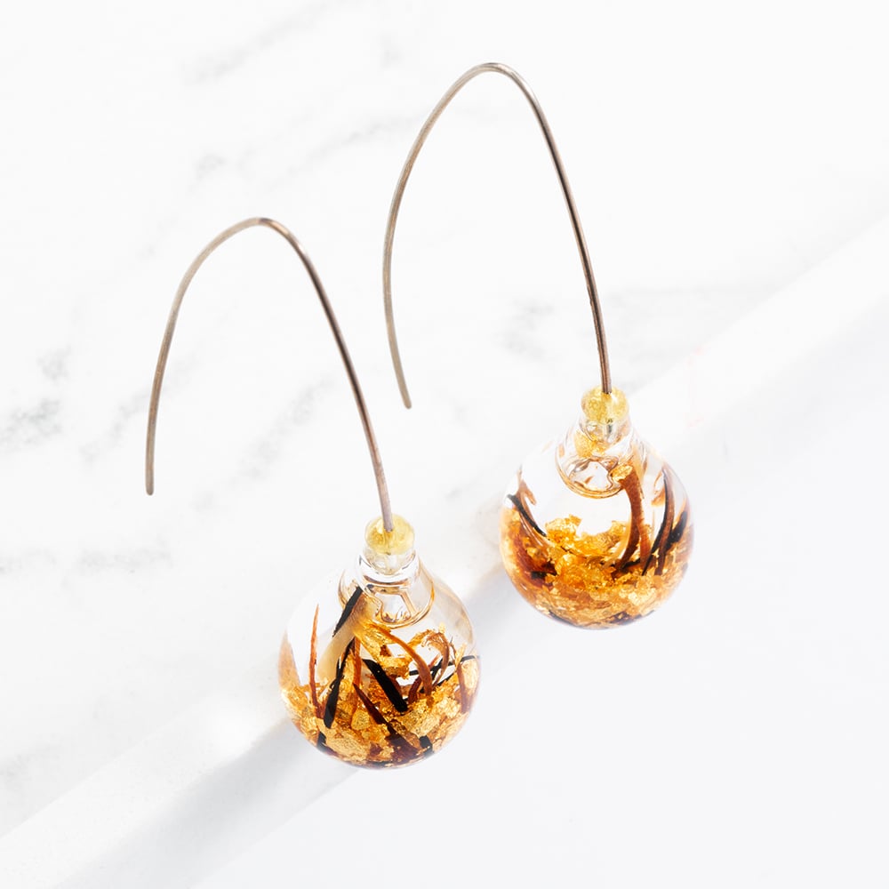 Click to view product details and reviews for Gold Plated Round Bubble Leaf Dropper Earrings Der Wg.