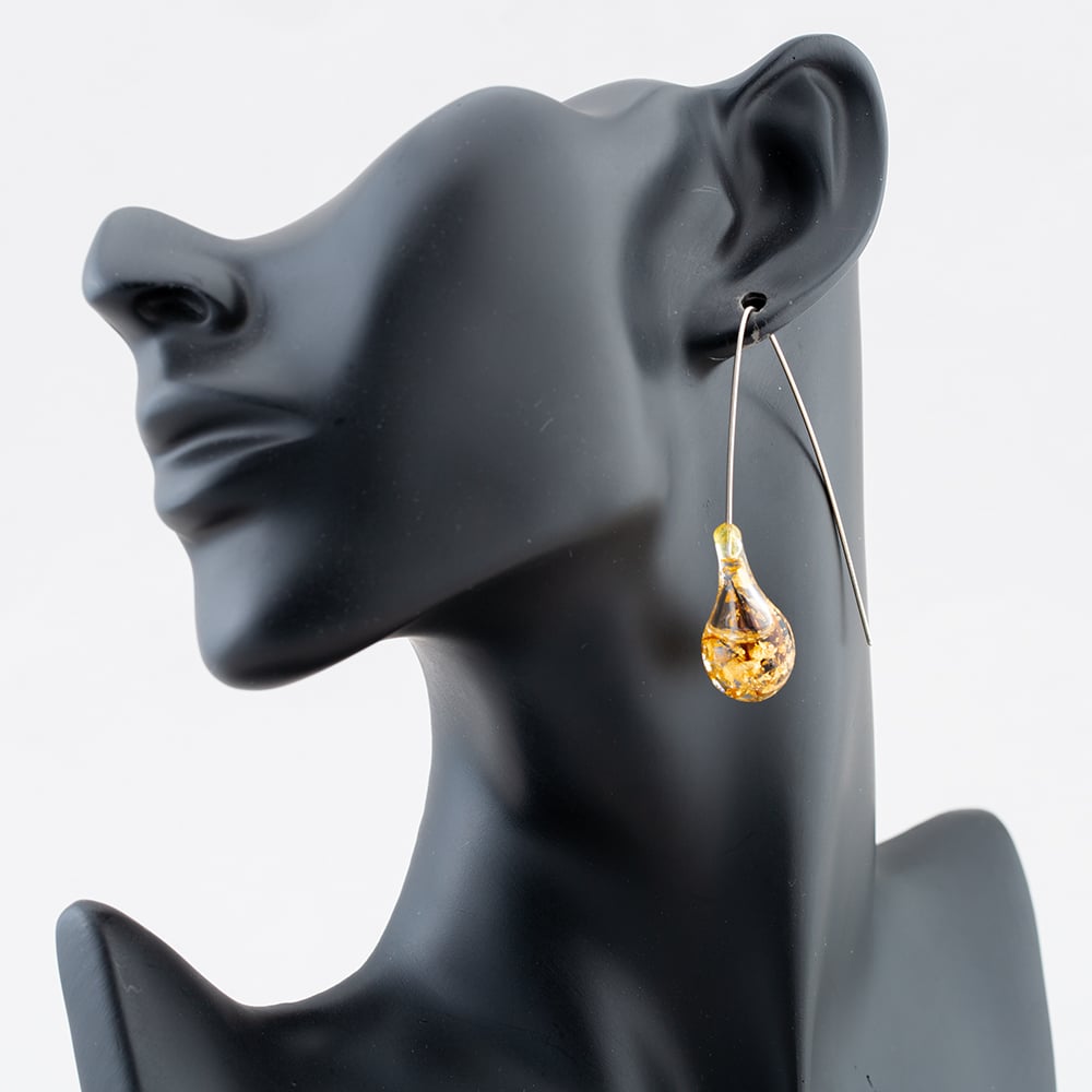 Gold Plated Bubble Leaf Dropper Earrings TMER SG