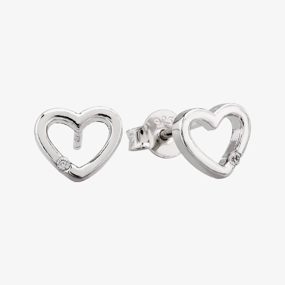 Product photograph of Sterling Silver Cubic Zirconia Open Heart Stud Earrings E615701 from The Jewel Hut