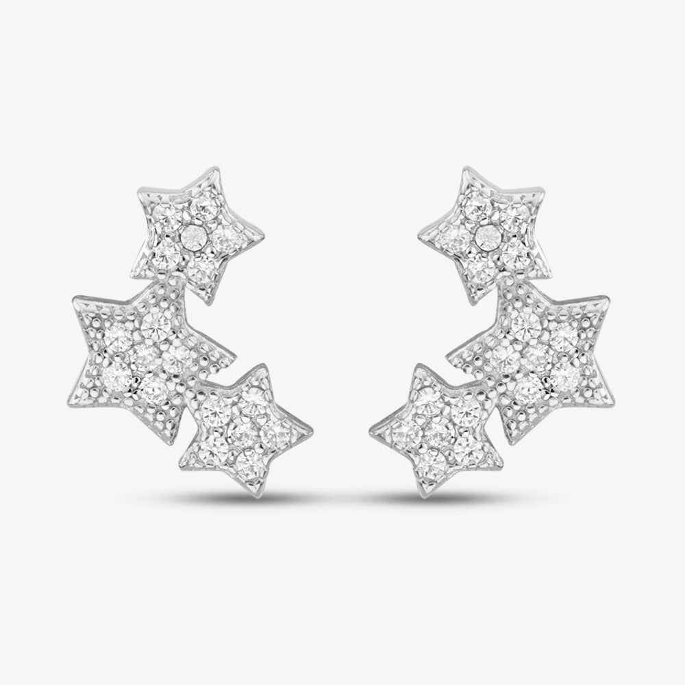 Sterling Silver Cubic Zirconia Multi-Star Stud Earrings E615718