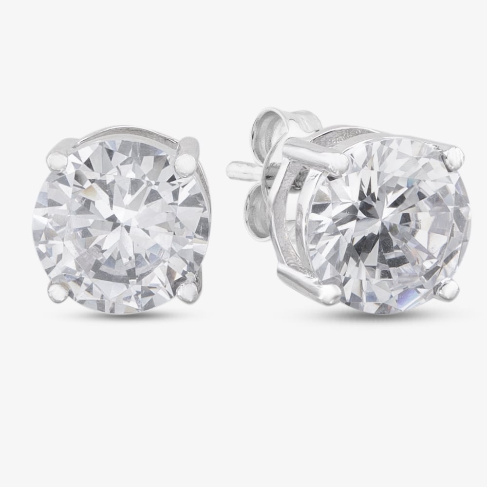 Silver Cubic Zirconia Heart Round Square Set of Three Stud Earrings OJS0036