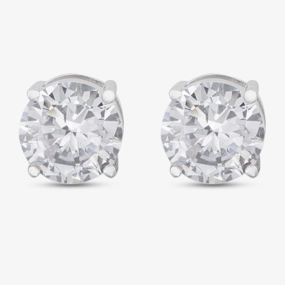 Silver Cubic Zirconia Heart Round Square Set of Three Stud Earrings OJS0036