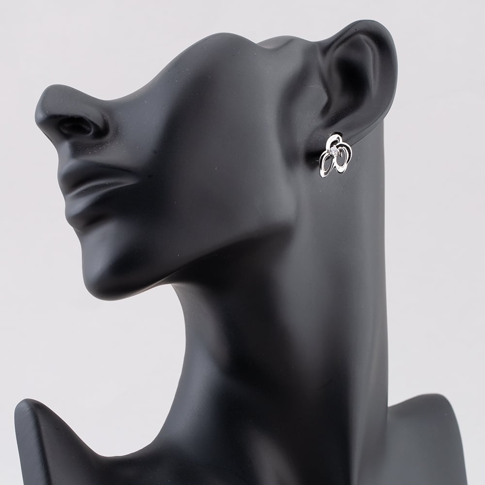 Silver Cubic Zirconia Fancy Open Oval Stud Earrings CE5509