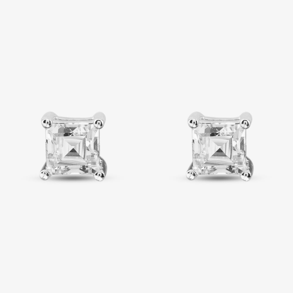 Silver Princess Cut Cubic Zirconia Stud Earrings ZVE0S276