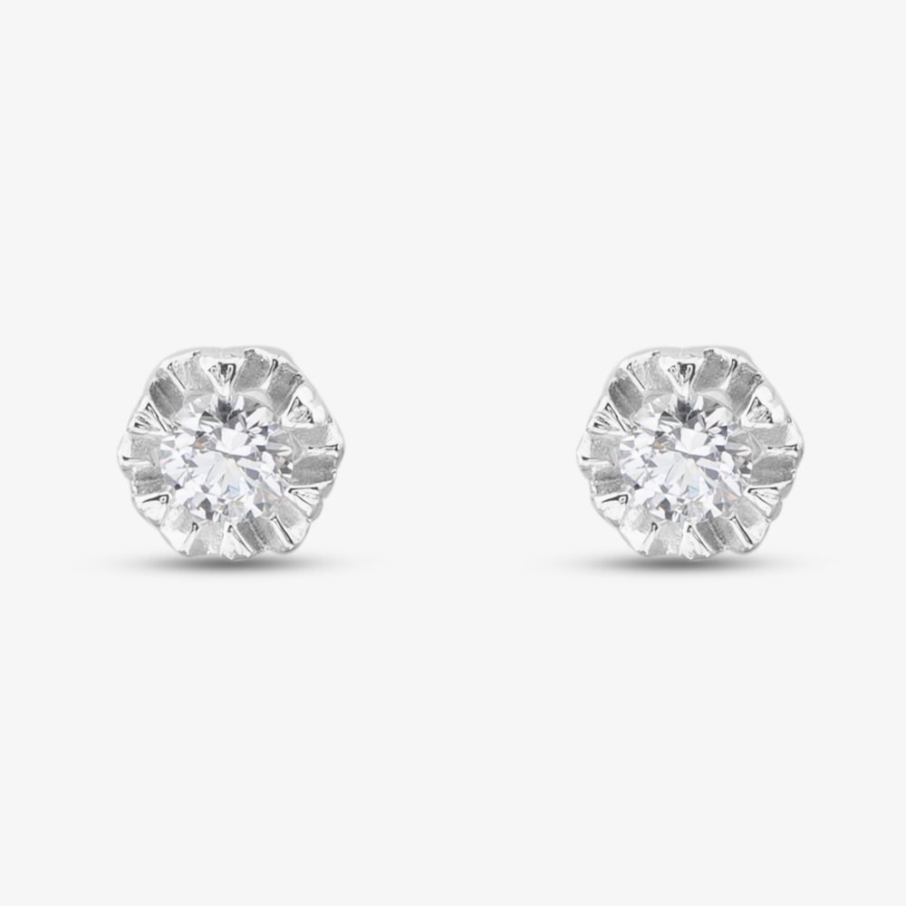 Silver Cubic Zirconia Illusion Set Stud Earrings CE5515