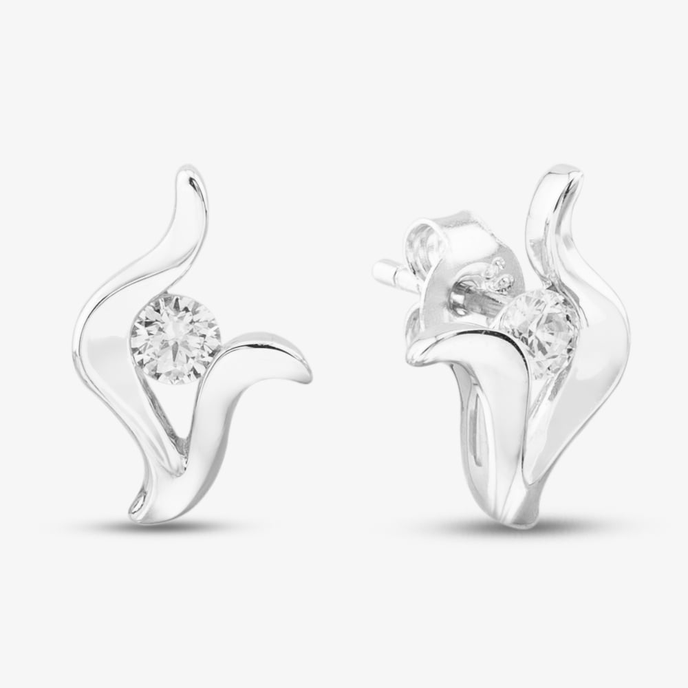 Product photograph of Silver Cubic Zirconia Fancy Swirl Stud Earrings Ce5517 from The Jewel Hut
