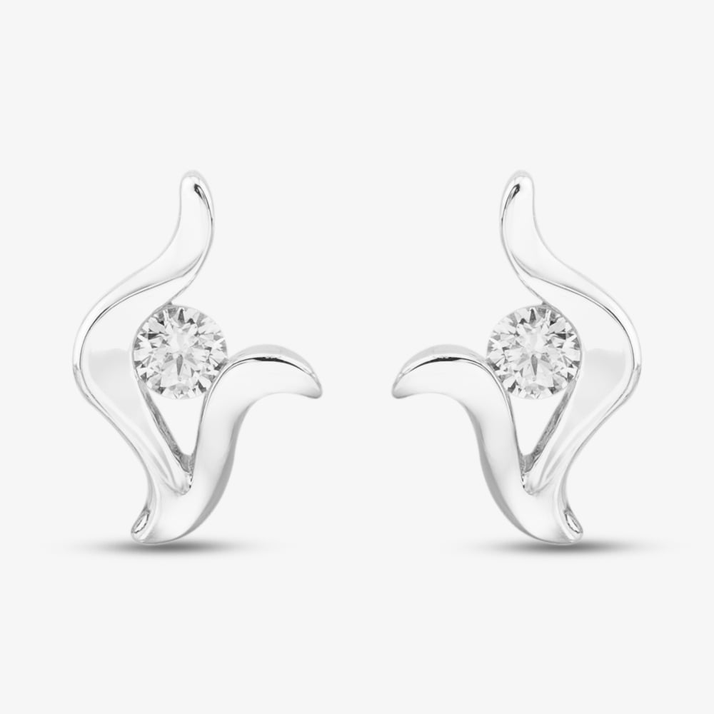 Silver Cubic Zirconia Fancy Swirl Stud Earrings CE5517