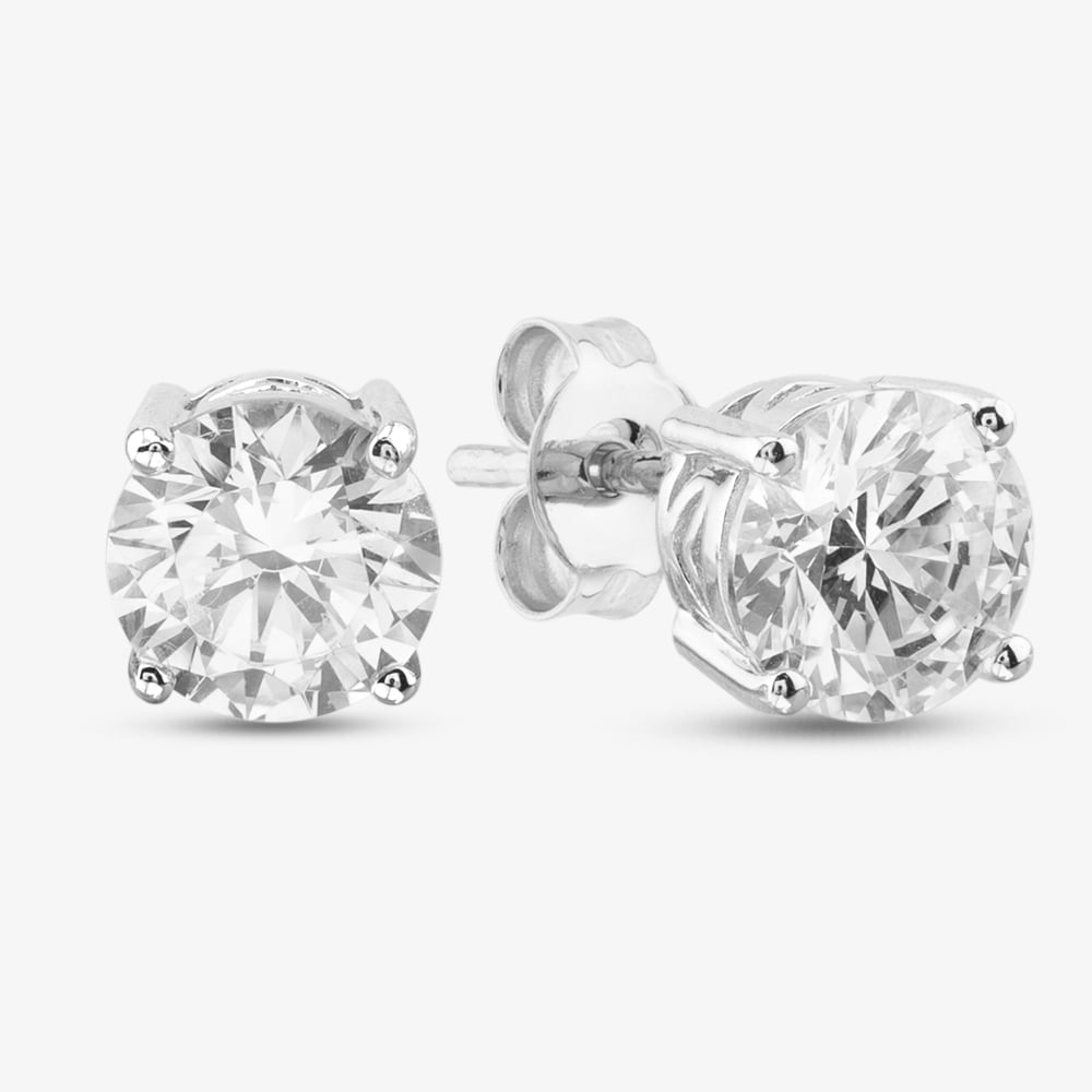 Product photograph of Silver Large Cubic Zirconia Round Stud Earrings Zve04559 from The Jewel Hut