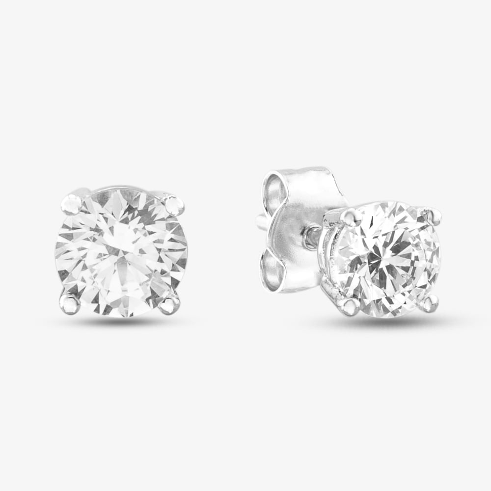 Product photograph of Silver Cubic Zirconia Round Stud Earrings Zve0s826 from The Jewel Hut