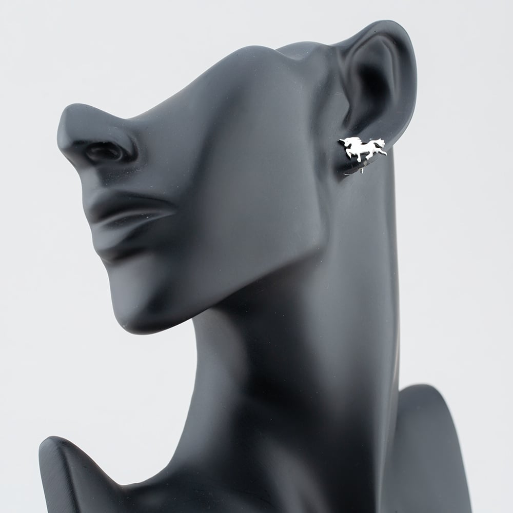 Silver Plain Unicorn Stud Earrings SEF0079A