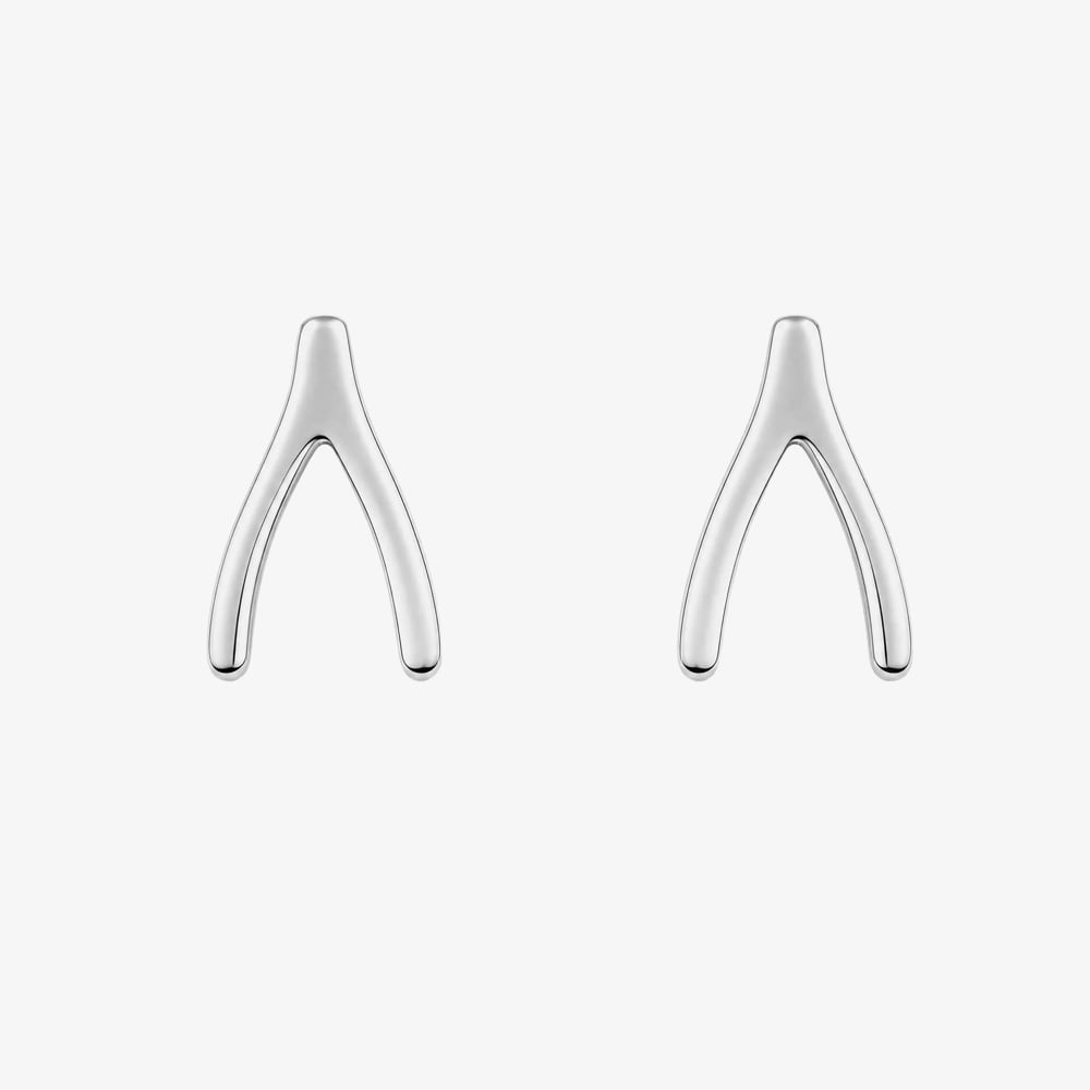 Fashionista Silver Sterling Silver Wishbone Stud Earrings E6814