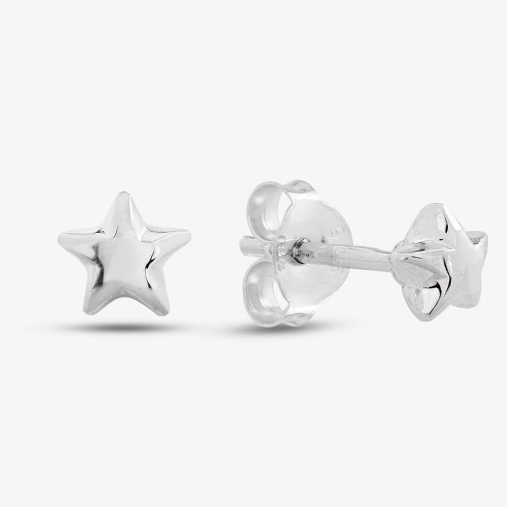 Product photograph of Silver 5mm Polished Star Stud Earrings 8 55 5629 from The Jewel Hut