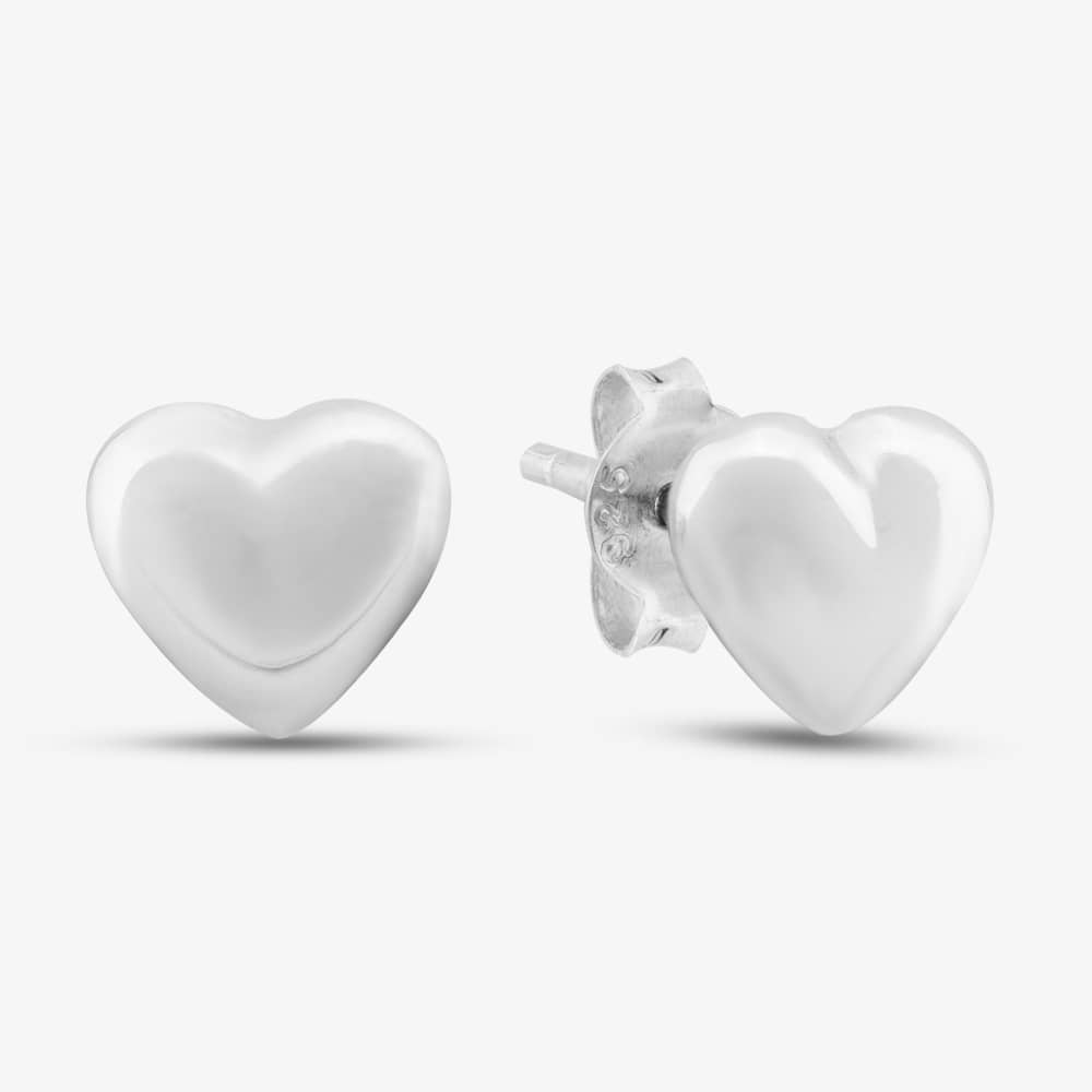 Product photograph of Sterling Silver 7mm Heart Stud Earrings 8 55 5989 from The Jewel Hut